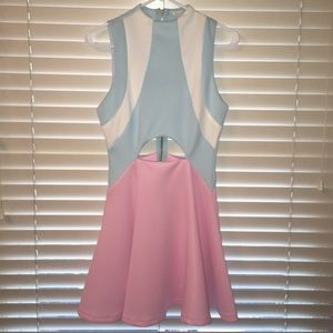 Blue pink and white dress